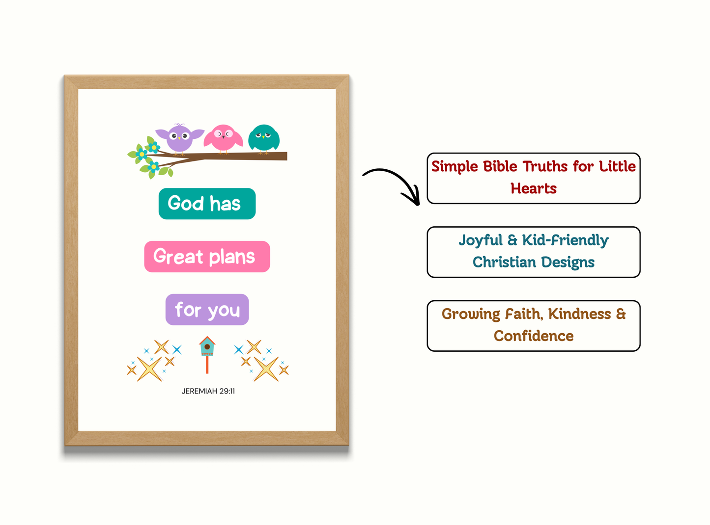 God Loves Me | Christian Wall Art for Kids Room | Set of 5