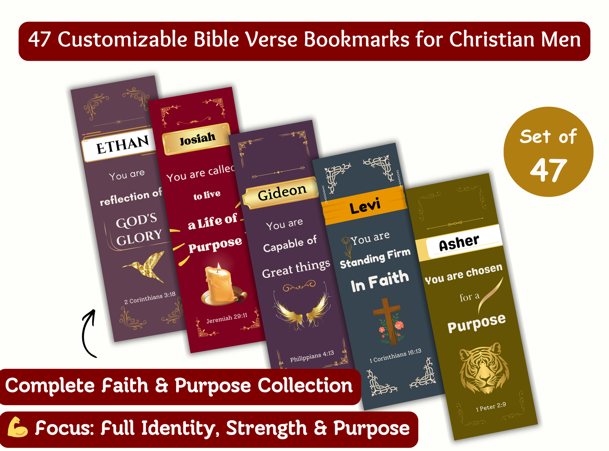 christian bookmarks for men, customizable bible verse bookmarks, personalized scripture bookmark, christian gifts for men, mens bible study gift, faith based gifts for him