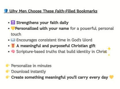 15 Custom Name Bible Verse Bookmarks for Men | Personalized Christian Bookmarks | Faith Gifts for Him