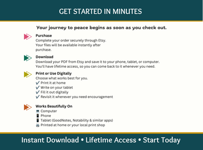 Christian Anxiety to Peace Reset System | 4-Week Christian Anxiety Workbook | Bible Study for Anxiety | Faith-Based Mental Health Journal | Printable PDF