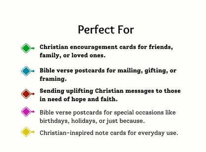 100 Christian Postcards Printable (2 Tiers) | Bible Verse Encouragement Cards | Faith, Hope & Strength Postcards | Instant Download