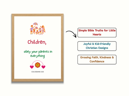 Be Kind & Shine Bright | Christian Wall Art for Kids Room | Set of 9