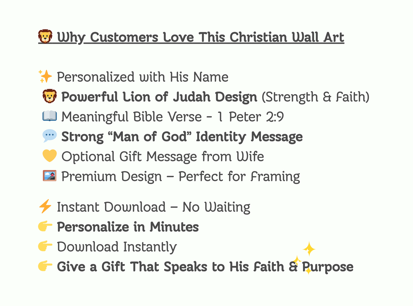 Personalized Christian Wall Art for Men | Lion of Judah | Man of God, Chosen Called Set Apart Bible Verse Print
