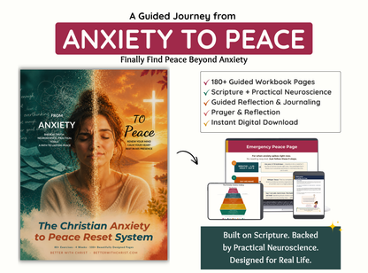 Christian Anxiety to Peace Reset System | 4-Week Christian Anxiety Workbook | Bible Study for Anxiety | Faith-Based Mental Health Journal | Printable PDF