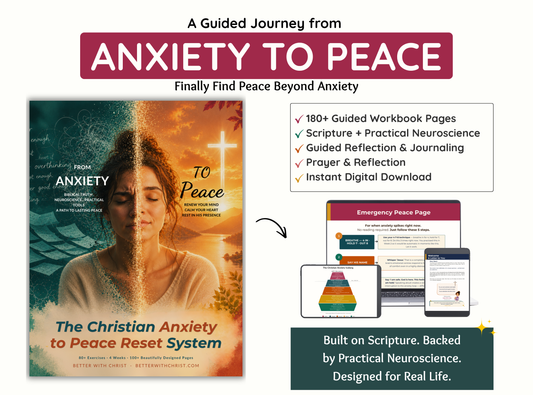 Christian Anxiety to Peace Reset System | 4-Week Christian Anxiety Workbook | Bible Study for Anxiety | Faith-Based Mental Health Journal | Printable PDF