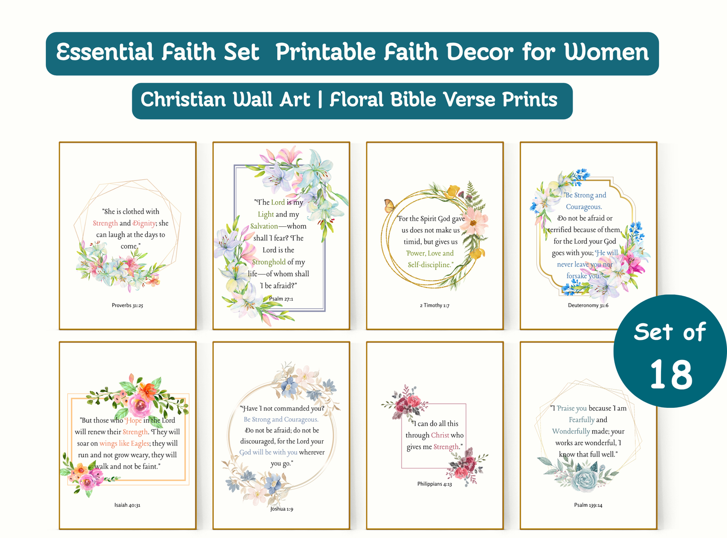 christian wall art printable, bible verse wall art women, floral scripture prints, prayer room decor christian, christian home decor printable, faith wall art set, christian gifts for women