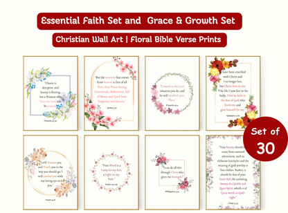 christian wall art printable, bible verse wall art women, floral scripture prints, prayer room decor christian, christian home decor printable, faith wall art bundle, christian gifts for women