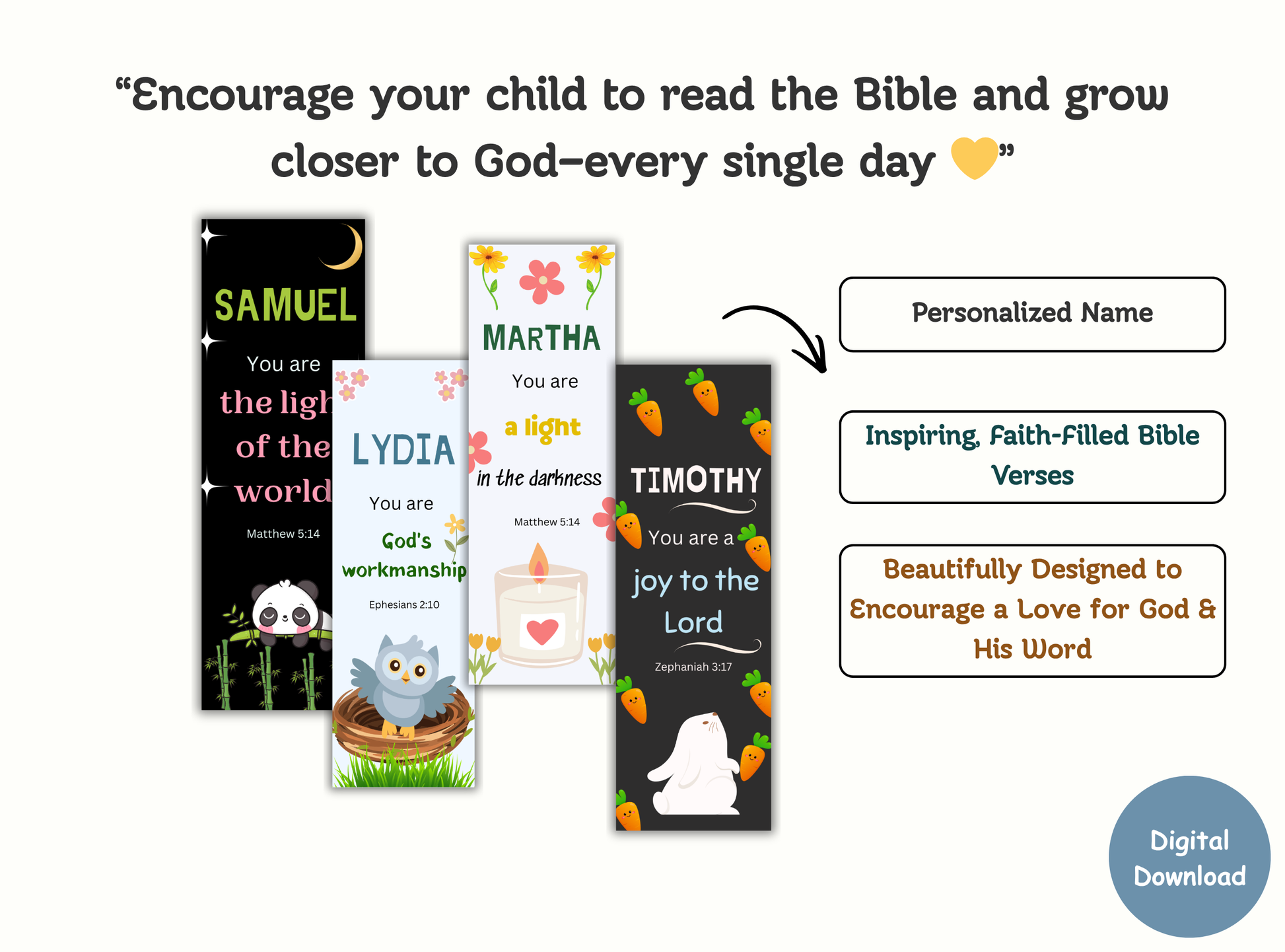 christian bookmarks for kids, custom name bible bookmark, personalized kids scripture bookmark, christian gifts for children, bible verse bookmarks for kids, sunday school gifts