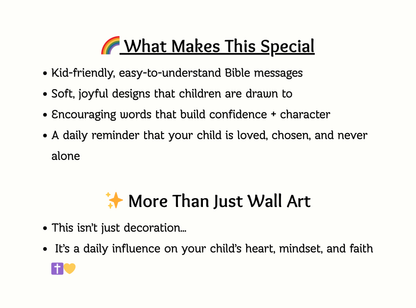 Faith, Love & Courage | Complete Christian Wall Art for Kids Room ✝️ | Set of 22