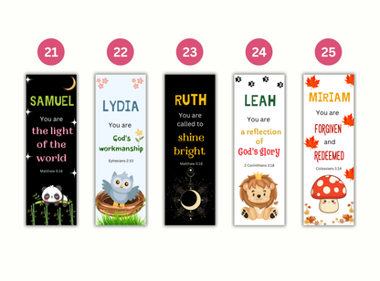 christian bookmarks for kids, custom name bible bookmark, personalized kids scripture bookmark, christian gifts for children, bible verse bookmarks for kids, sunday school gifts