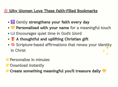 15 Custom Name Bible Verse Bookmarks for Women | Personalized Christian Bookmarks | Faith Gifts for Women