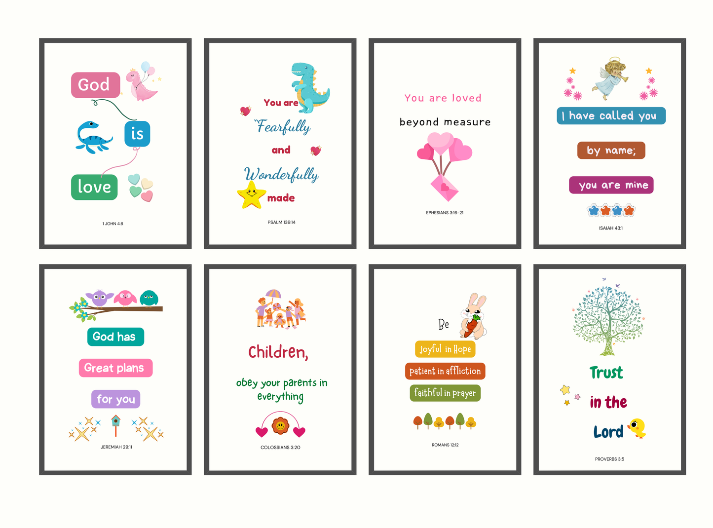 Faith, Love & Courage – Complete Christian Wall Art for Kids Room ✝️