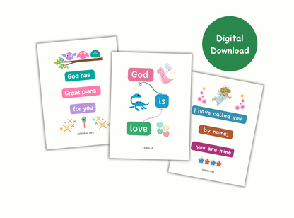 God Loves Me | Christian Wall Art for Kids Room | Set of 5